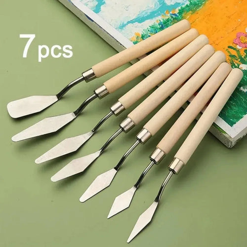 7Pcs Stainless Steel Oil Painting Knives Artist Crafts Spatula Palette