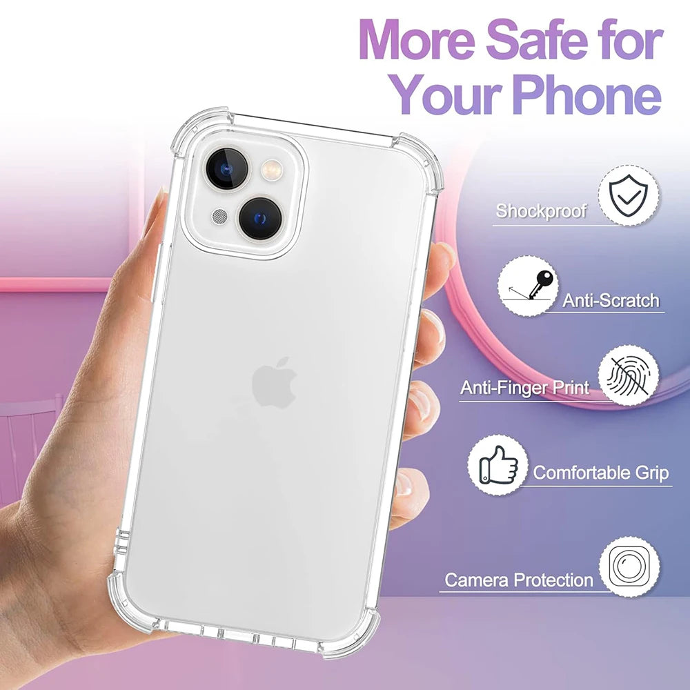 Shockproof Case For iPhone 15 14 13 12 11 Pro Max Ultra Thin Silicone