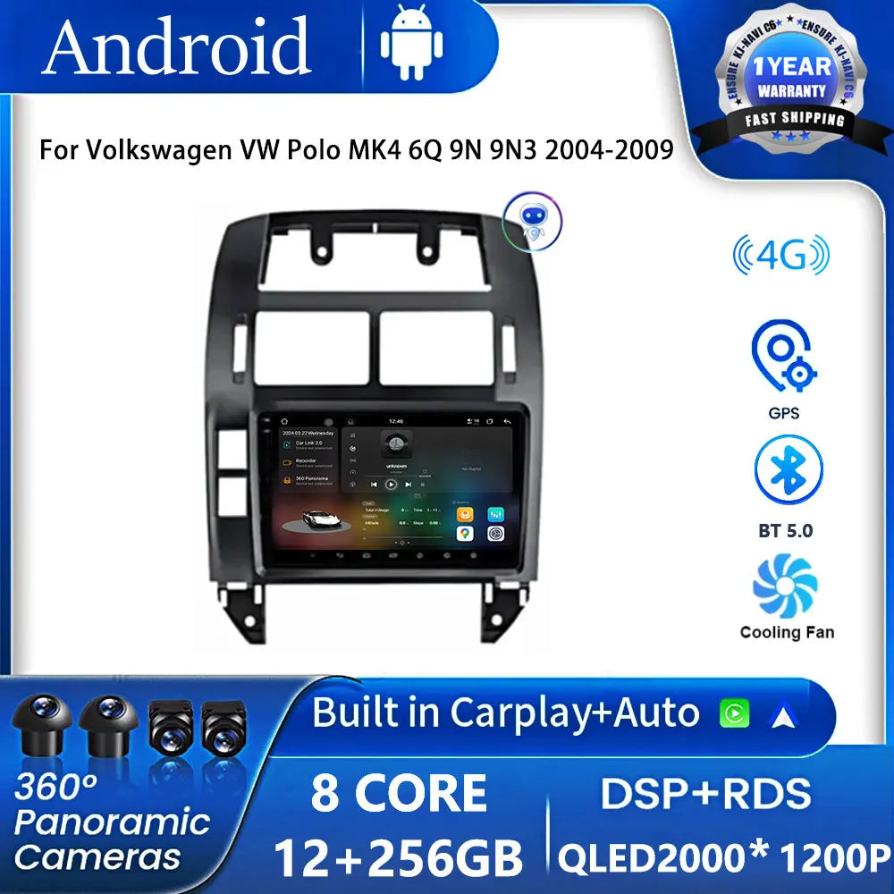 Android OS Car Radio For Volkswagen VW Polo MK4 6Q 9N 9N3 2004-2009