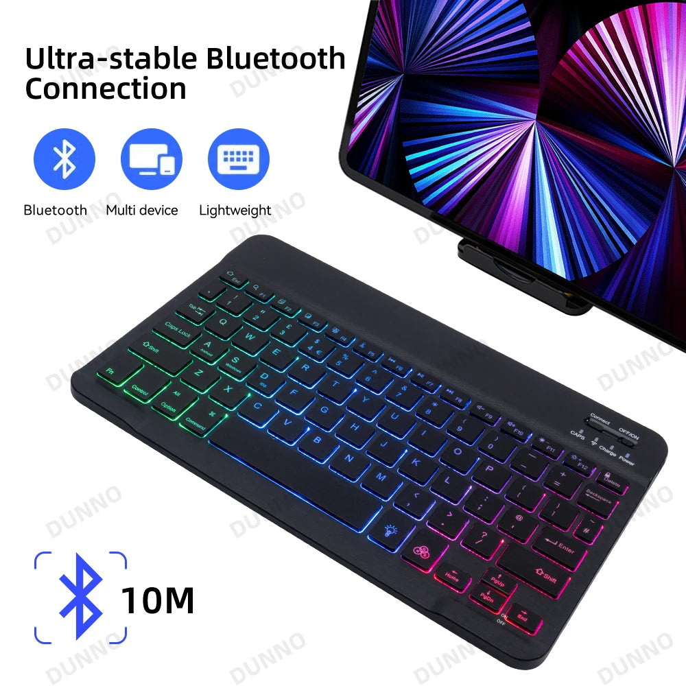 RGB Backlit Keyboard For Tablet iPad Phone PC Android IOS Windows