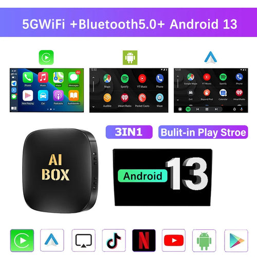 CarPlay Ai Box Android13 Tv Box Support Netflix YouTube Wireless