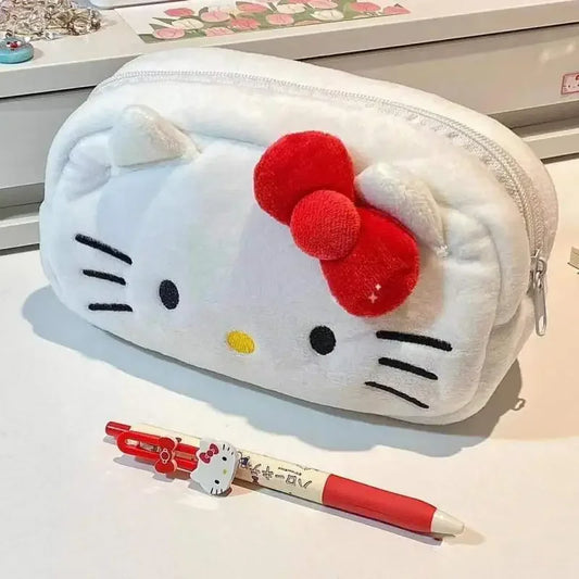 Cute Hello Kitty Plush Pencil Case Student Large Capacity Stationery