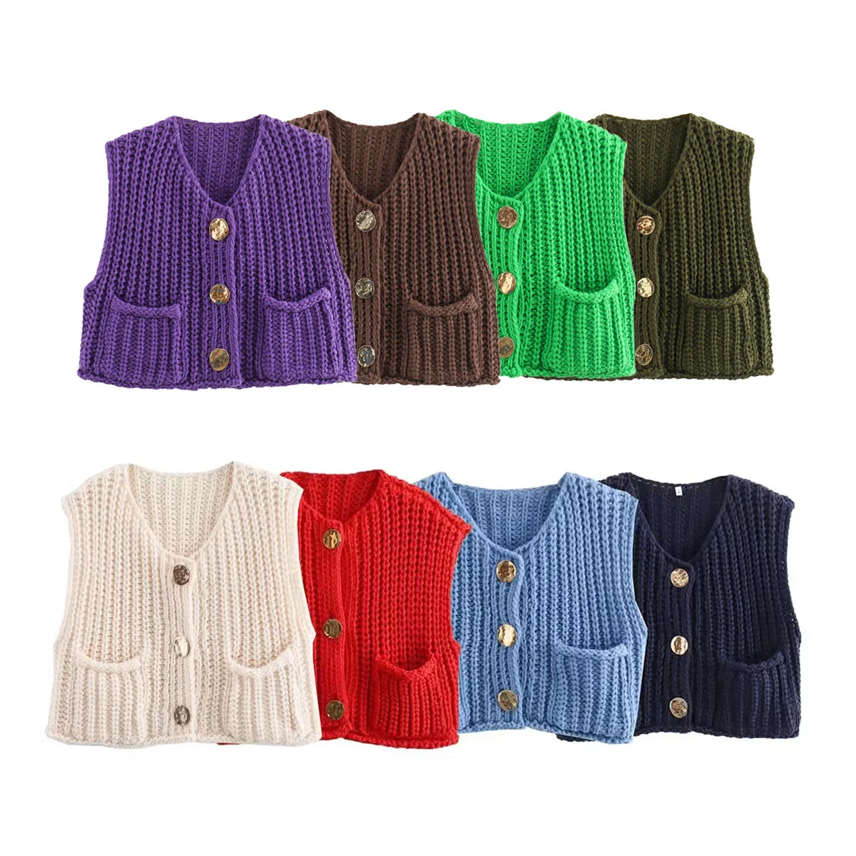 Korean Fashion Crop Sweater Women Vest Solid Loose Casual Sweater Vest