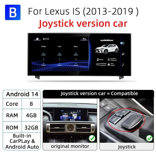 Nunoo Android 14 Wireless Carplay Auto Radio For Lexus IS RC 200 250