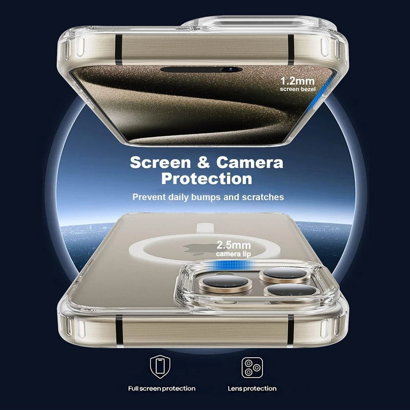 Magnetic Clear Case for iPhone 16 15 14 13 11 12 Pro Max Plus