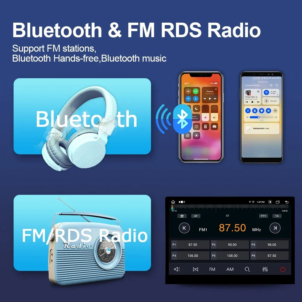 7862 720P Auto Android 13 12G+256G Car Radio GPS Player 4GB Carplay