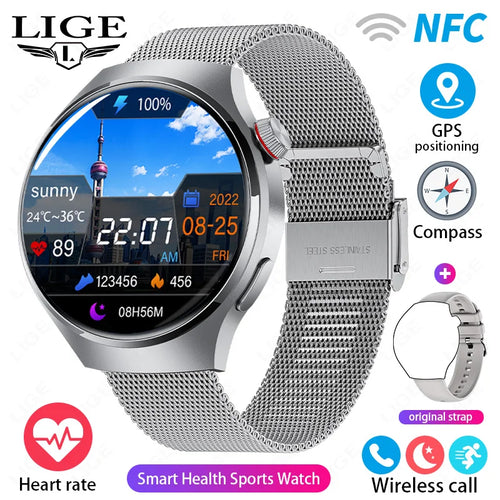 LIGE New Smart Watch Men 1.52 inch Full touch Screen  Bluetooth Call