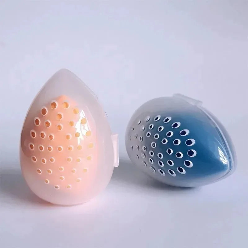 Empty Makeup Sponge Storage Box Plastic Egg Shaped Cosmetic Puff