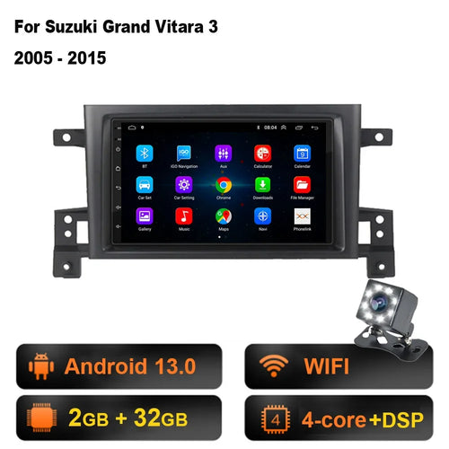 2din Car radio Android 13 For Suzuki Grand Vitara 3 2005-2010