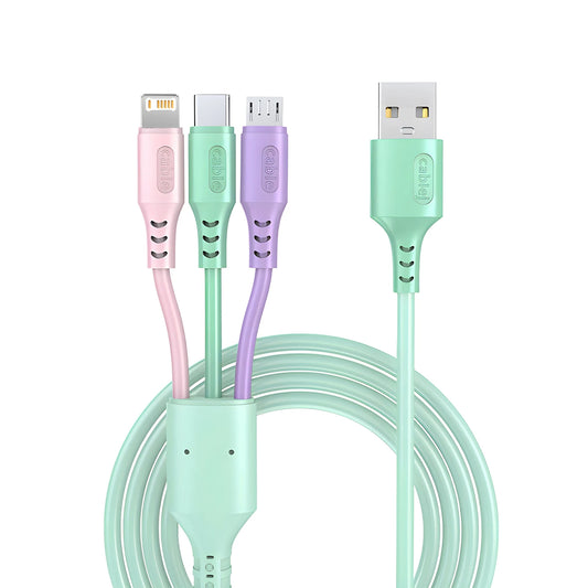 3 In 1 5A Charge Cable Cord For iPhone Xiaomi Poco Micro USB Type C