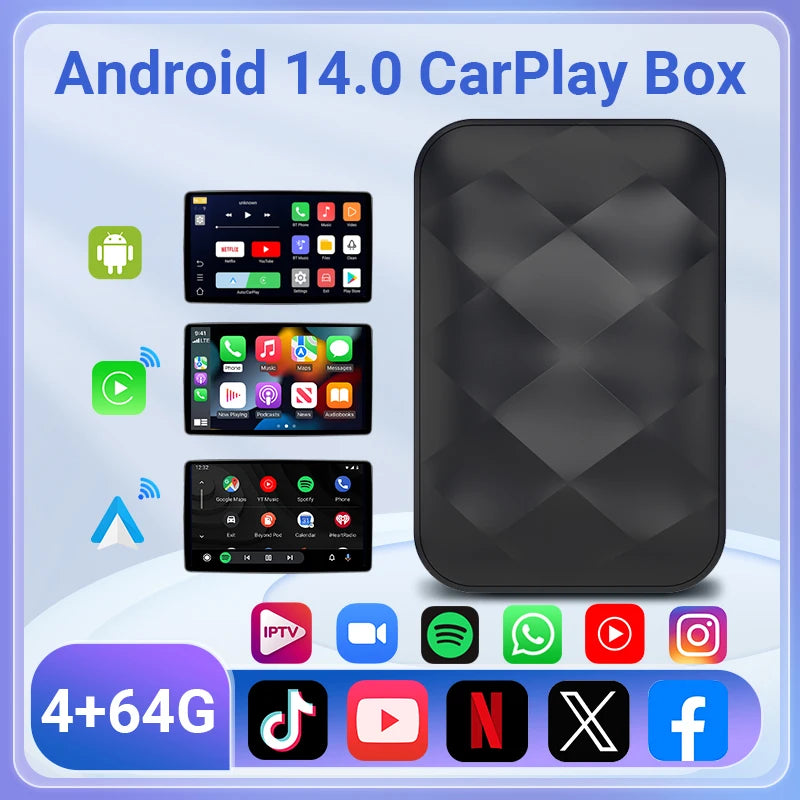 Acodo 2025 Android 14 3In1 CarPlay Ai Box Wireless Android Auto USB