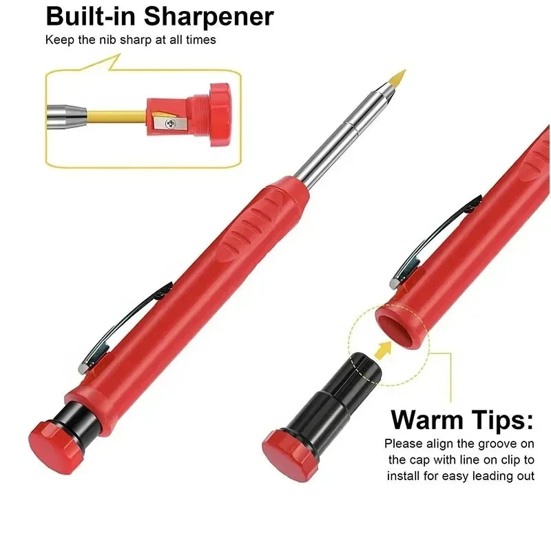 2.8mm Solid Carpenter Mechanical Pencil With Sharpener For Woodworking