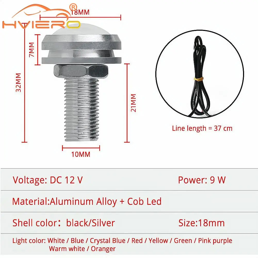 2Pcs Drl 18MM Car Eagle Eye Silver Shell DRL Led Daytime Running