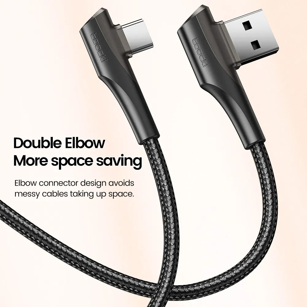 Toocki 3A USB Cable Quick Charge 3.0 Fast Charging Cable Type C 90