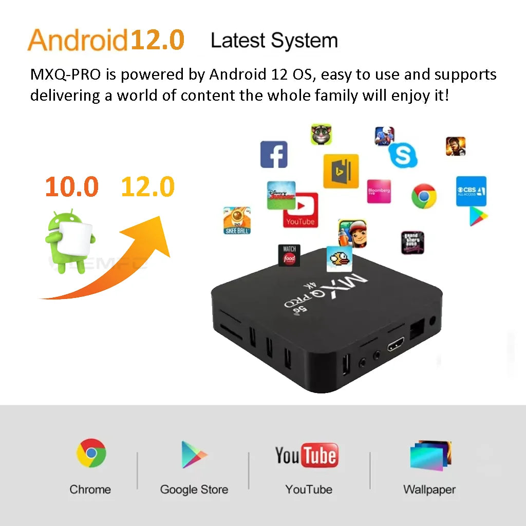 2025 MXQ PRO Smart TV Box Android 12 IK316 Family H.265 4K HD 2.4/5G