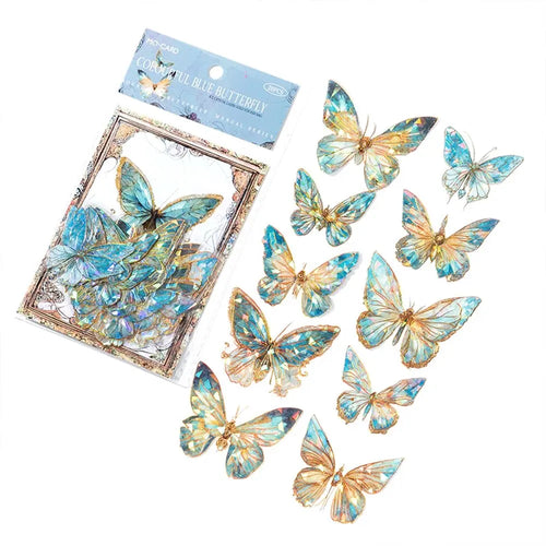 5Style 20pcs/pack INS Butterfly PET Sticker Pack Ice Crystal Laser