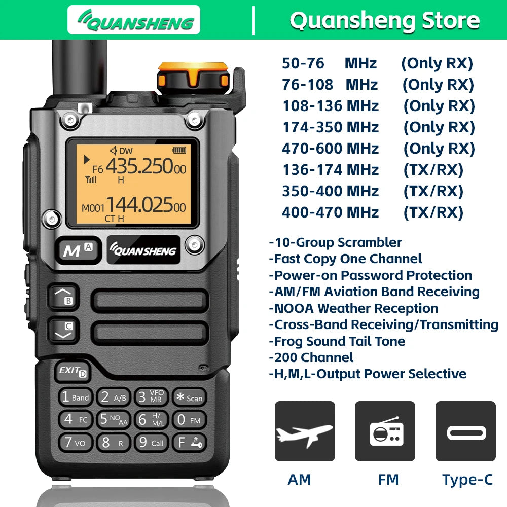 Quansheng UV K5 8 Walkie Talkie Am Fm Communication Two Way Radio