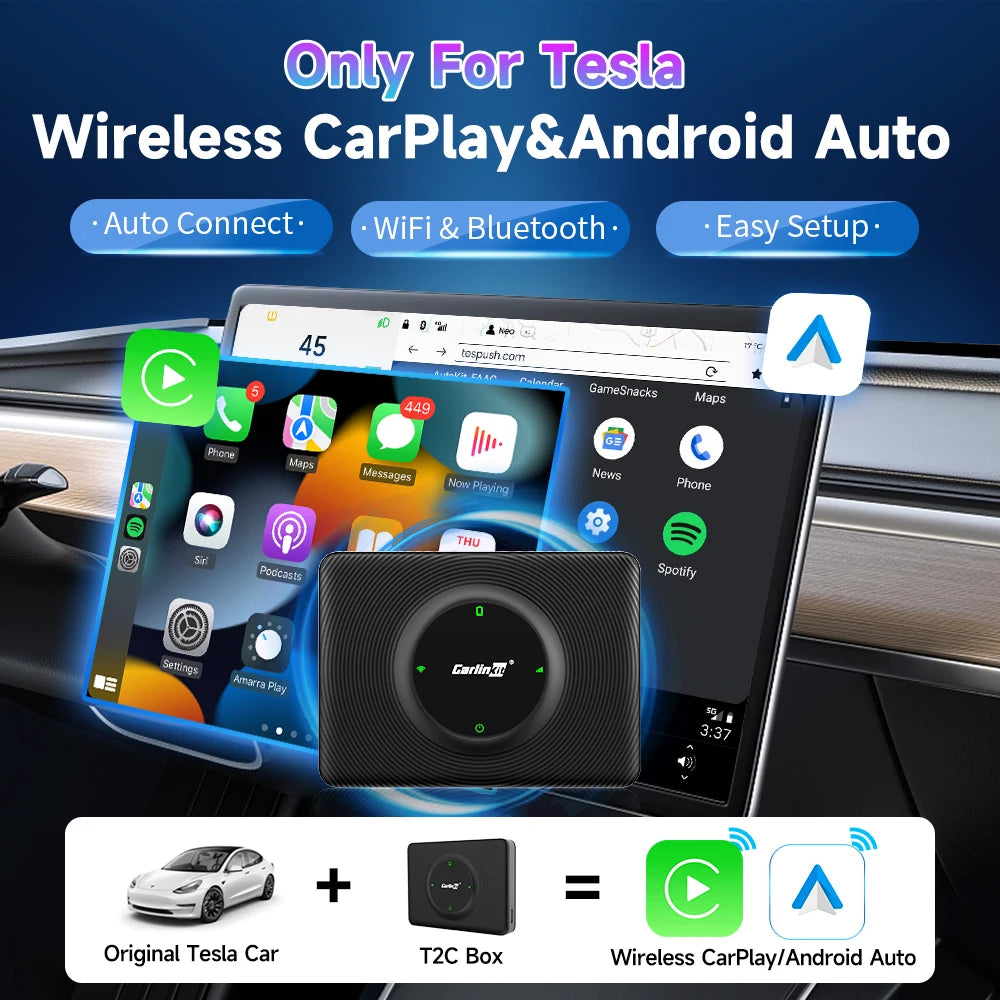 CarlinKit Wireless Android Auto & CarPlay USB Adapter For Tesla Car