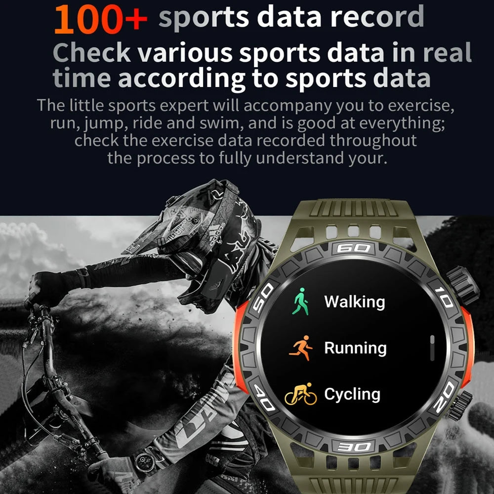 Outdoor Military Smart Watch Men's With LED lighting Bluetooth Call