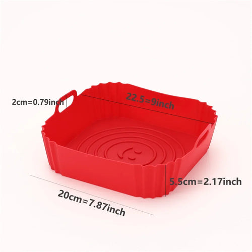 Square Air Fryer Silicone Tray Oven Baking Tray Pizza Fried Chicken