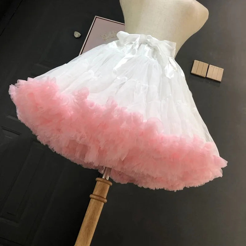 Women Flower Style Lolita Petticoats Tutu Puffy Cancan Skirt Under