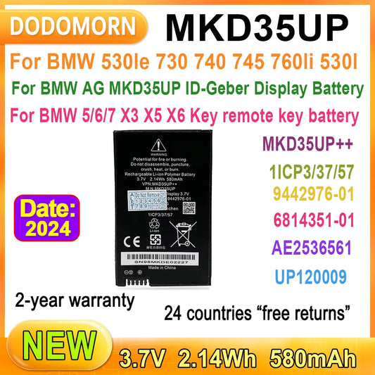 3.7V MKD35UP Remote LCD Key Battery For BMW 530le 730 740 745 760li X3