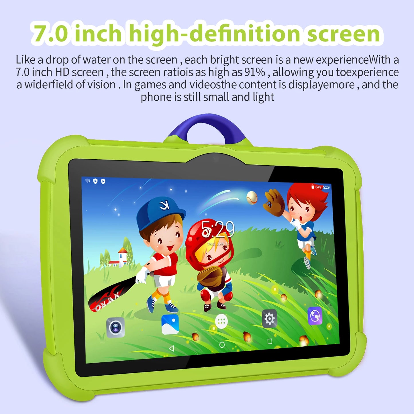 New Design 7 Inch BOW Camera Kids Tablets Quad Core 4GB RAM 64GB ROM