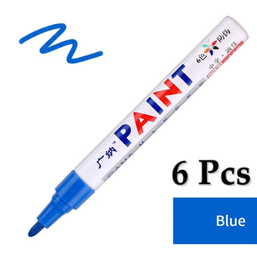 6 Pcs Colorful Permanent Paint Marker Waterproof White Markers tire
