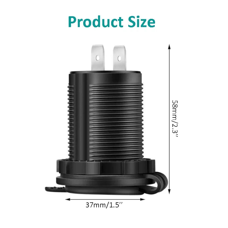 Car Cigarette Lighter Socket 12V-24V Waterproof Plug Power Outlet