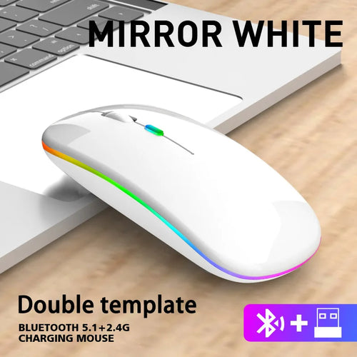 Wireless Mouse Bluetooth and 2.4GHz Dual Modes Rechargeable RGB