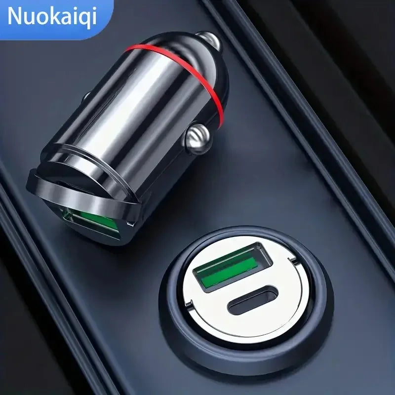 New Car Pull Ring Car Charger PD+usb Fast Charge Mini Hidden 66W Flash