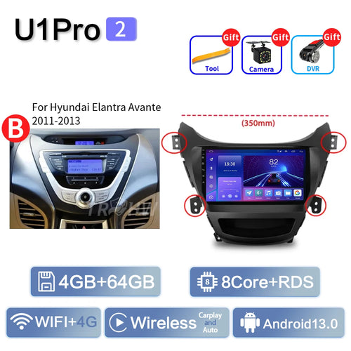 For Hyundai Elantra Avante I35 2011-2016 Car Multimedia Player 2din