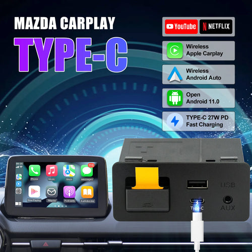 TYPE-C Mazda CarPlay Android Auto HUB OEM Retrofit USB  Kit for Mazda