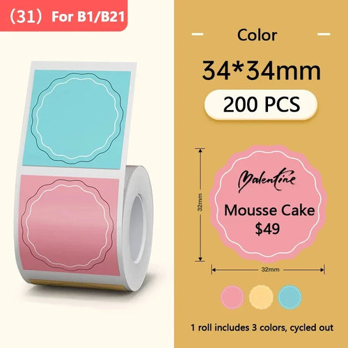 Niimbot Mini Printer Thermal Wire White/ Cable/Color/Round Sticker