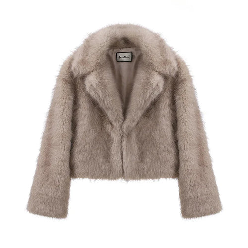 Neo Mint Chic Street Girls Gradient Faux Fur Jacket Women Winter 2024