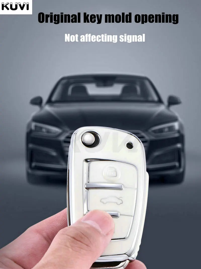 Soft TPU Car Flip Key Case Cover Holder For Audi A1 A3 A6 A6L Q2 Q3 Q7