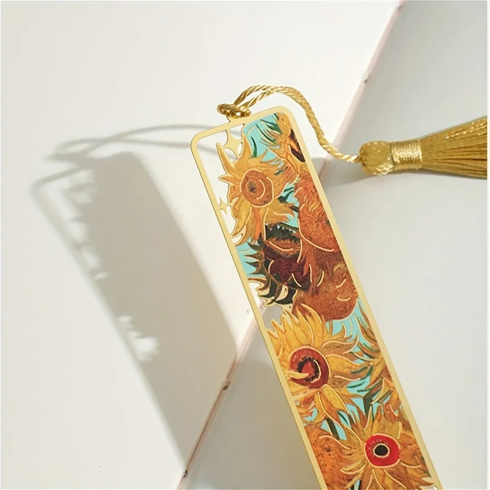 4 Colors Metal Sunflower Hollow Bookmark Chinese Style Creative