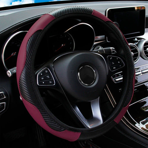 PU Carbon Fiber Leather Car Steering Wheel Cover without Inner Ring