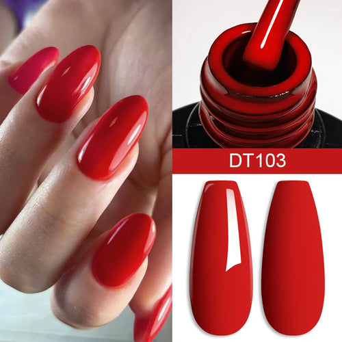 MEET ACROSS 7ml Red Gel Nail Polish Crystal Semi Permanent Soak Off UV