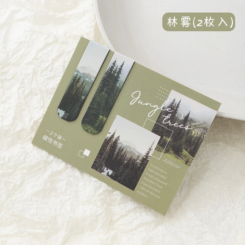 JIANQI 2pcs/pack Magnetic bookmark beautiful scenery clouds simple