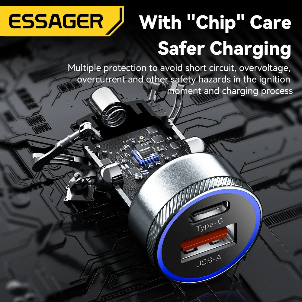 Essager 54W USB Car Charger 5A Fast Charge 3.0 QC  SCP AFC 30W USB