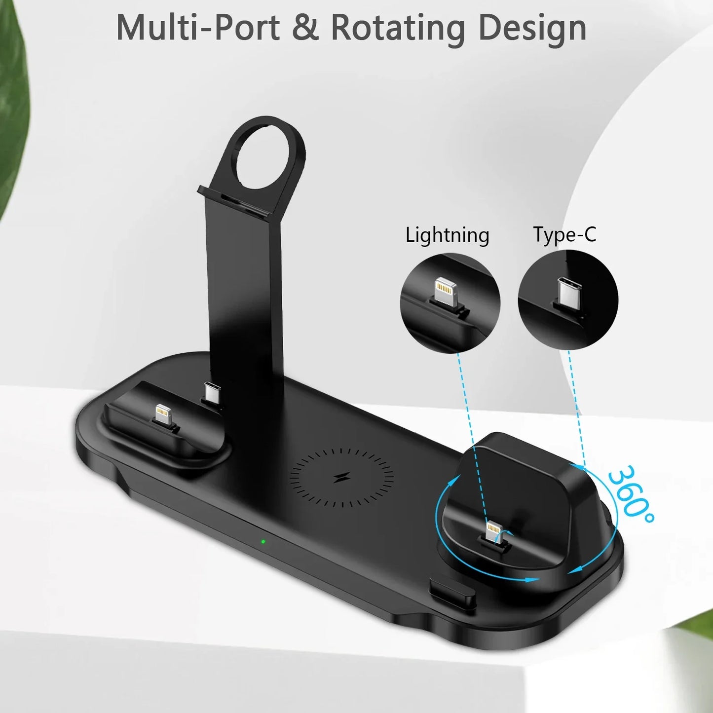 7 in 1 30W Rotate Wireless Charger Stand Pad For iPhone Samsung Xiaomi