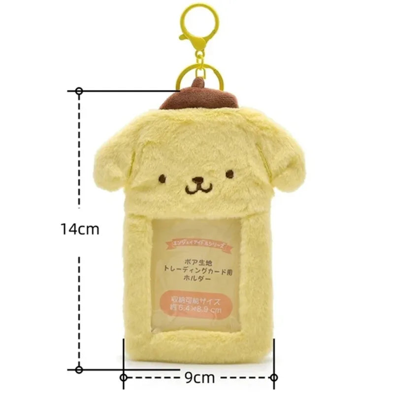 Cute Cartoon Kuromi Plush Card Case Keychain Hello Kitty Melody Card