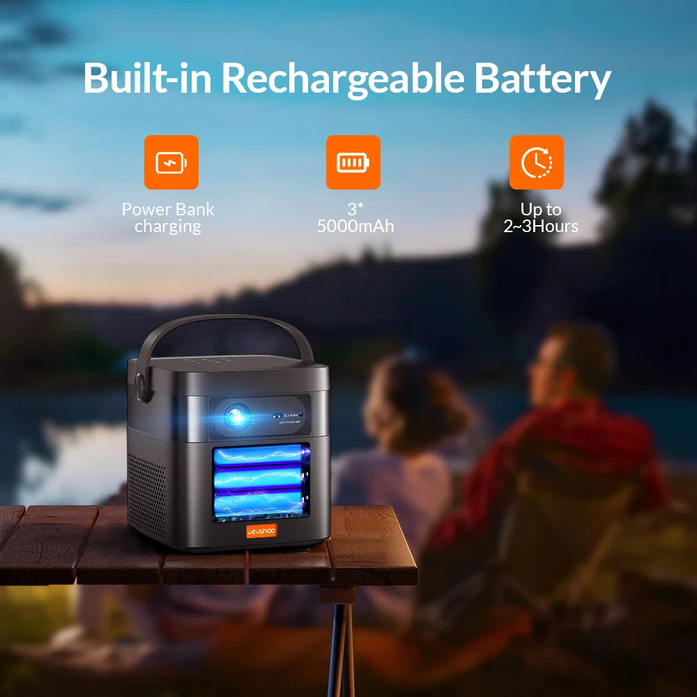 VEVSHAO V50 Portable Projector 4K 3D WiFi Full HD1080P Built-in 2 x