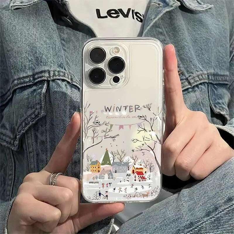 The Beautiful Falling Snow in Winter Phone Case iPhone 16 15 14 13 12