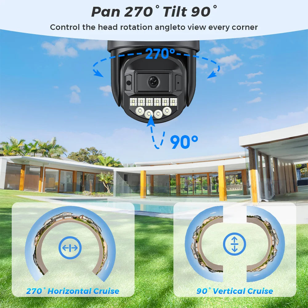 8MP 4K Wifi Street IP camera Dual Lens Dual Screens Outdoor Wireless