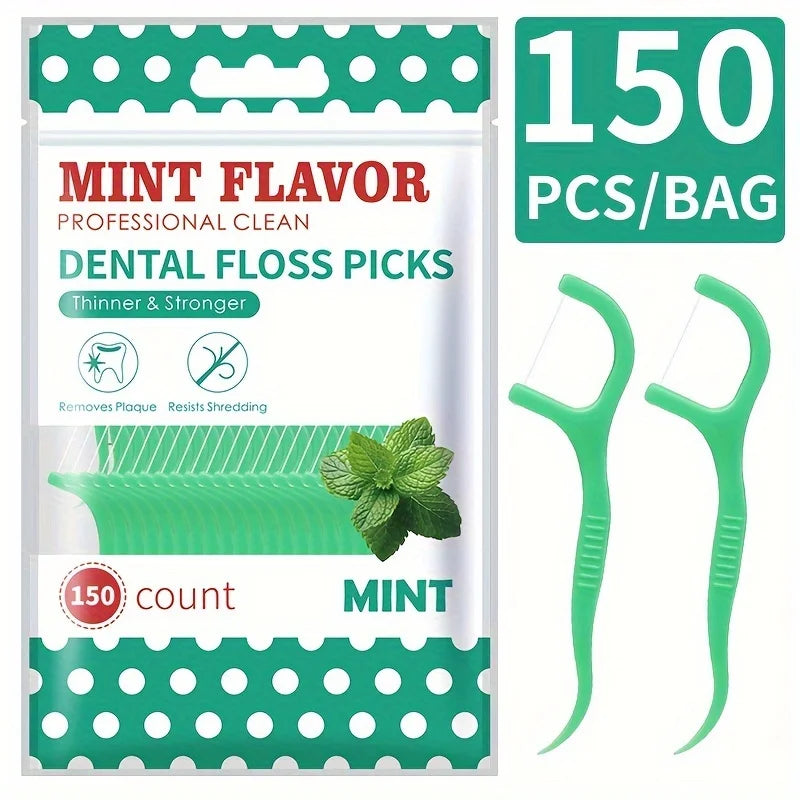300PCS/150PCS/50PCS - Mint Floss Stick - interdental cleaning tool