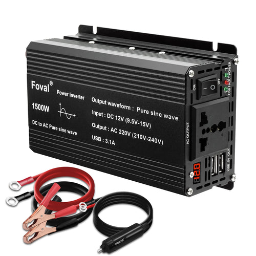 Pure Sine Wave 1000W 1500W 2200W 2600W DC 12V To AC 220V Car Power