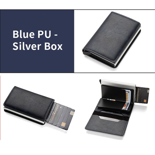 PU Leather Fiber Card Holder Wallet, RFID, Anti-Theft Brush, Pop-up,