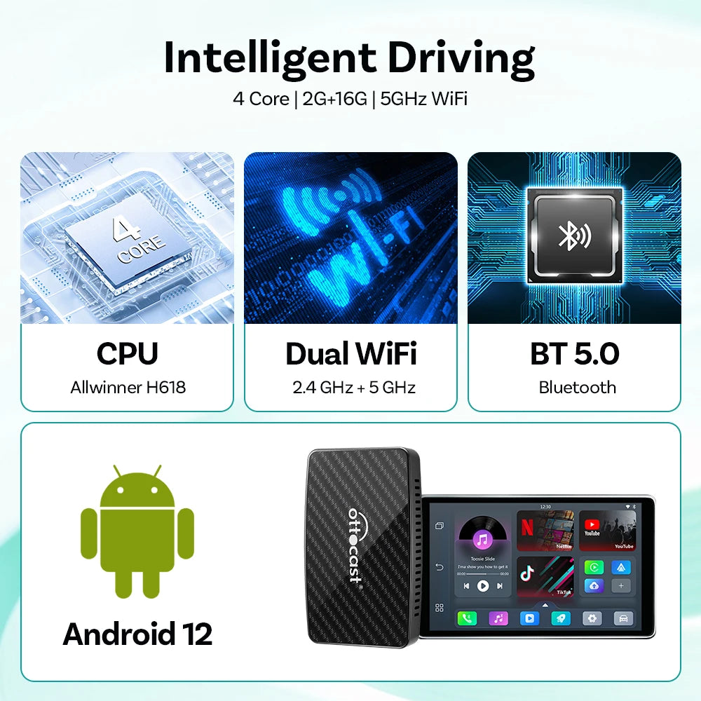 Ottocast Play2 Video Pro Ai Box Wireless CarPlay Android Auto Adapter